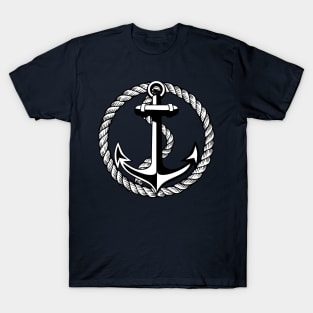 65 Hamburg Anker Seil schwarz weiß T-Shirt